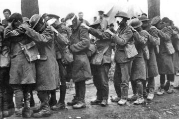 Soldados británicos afectados por gases tóxicos en 1918. Foto Keith Aitken.